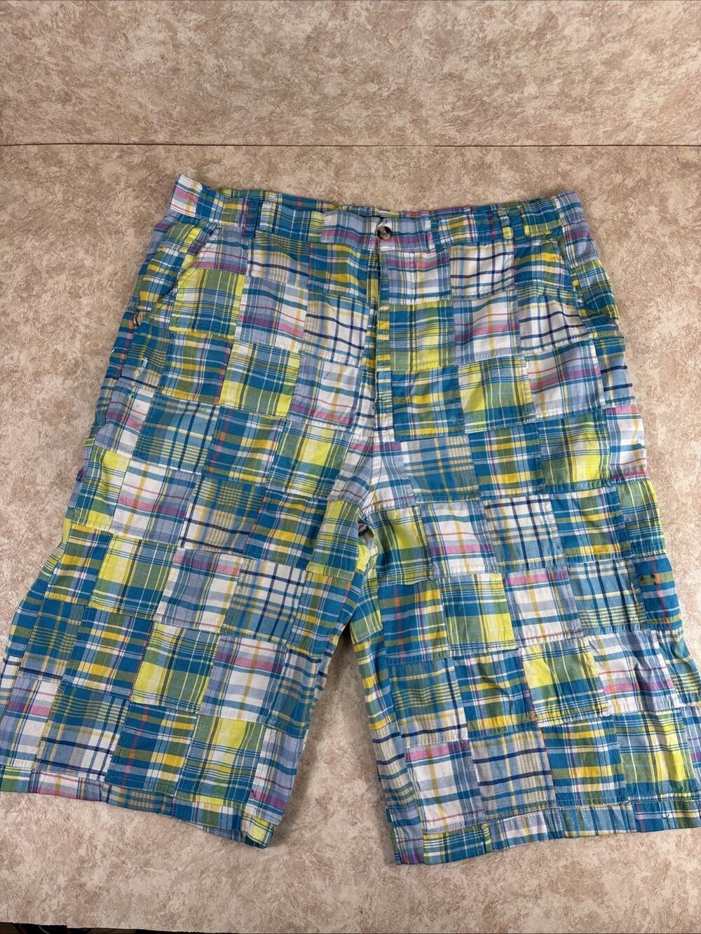 Dtek Patchwork Shorts Men's 42 Bermuda Style Flat Front